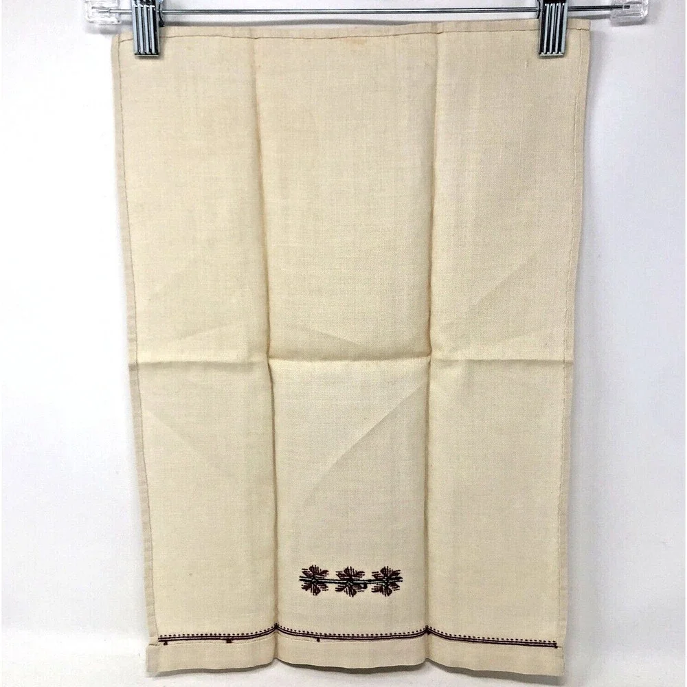 Cross Stitch Linen Fingertip Towels / Napkins Handmade Vintage NOS Set of 2